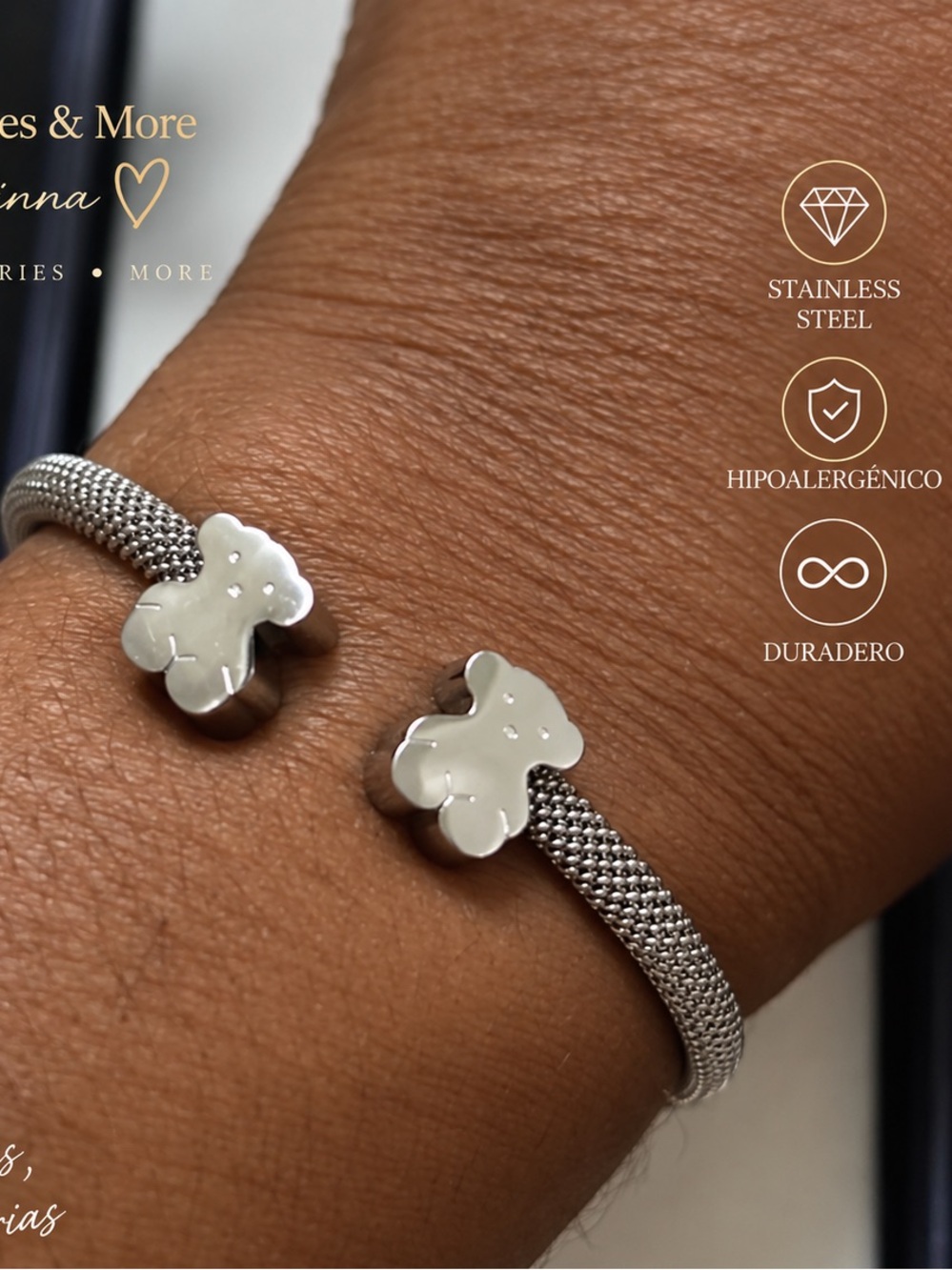 Silver Teddy End Mesh Bracelet by